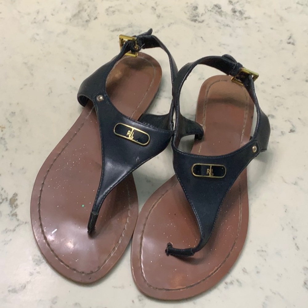 Women’s 6.5 Black Strappy Adjustable Flat Sandals